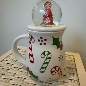 Temp-Tations Candy Cane Snowglobe Ceramic Mug - White, Red & Green